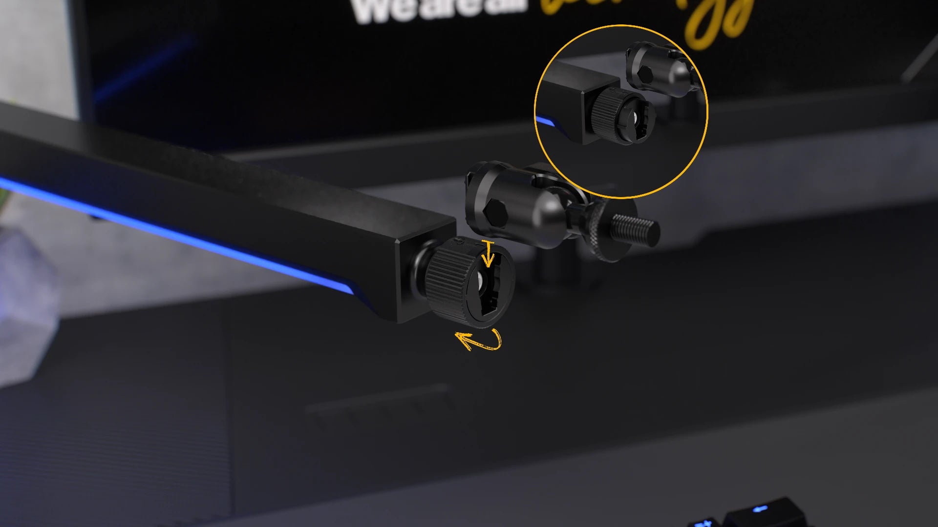 System Quick Mount w Broadcast Low Profile RGB Boom Arm pozwala na szybką i beznarzędziową zmianę zamontowanych na statywie akcesoriów.