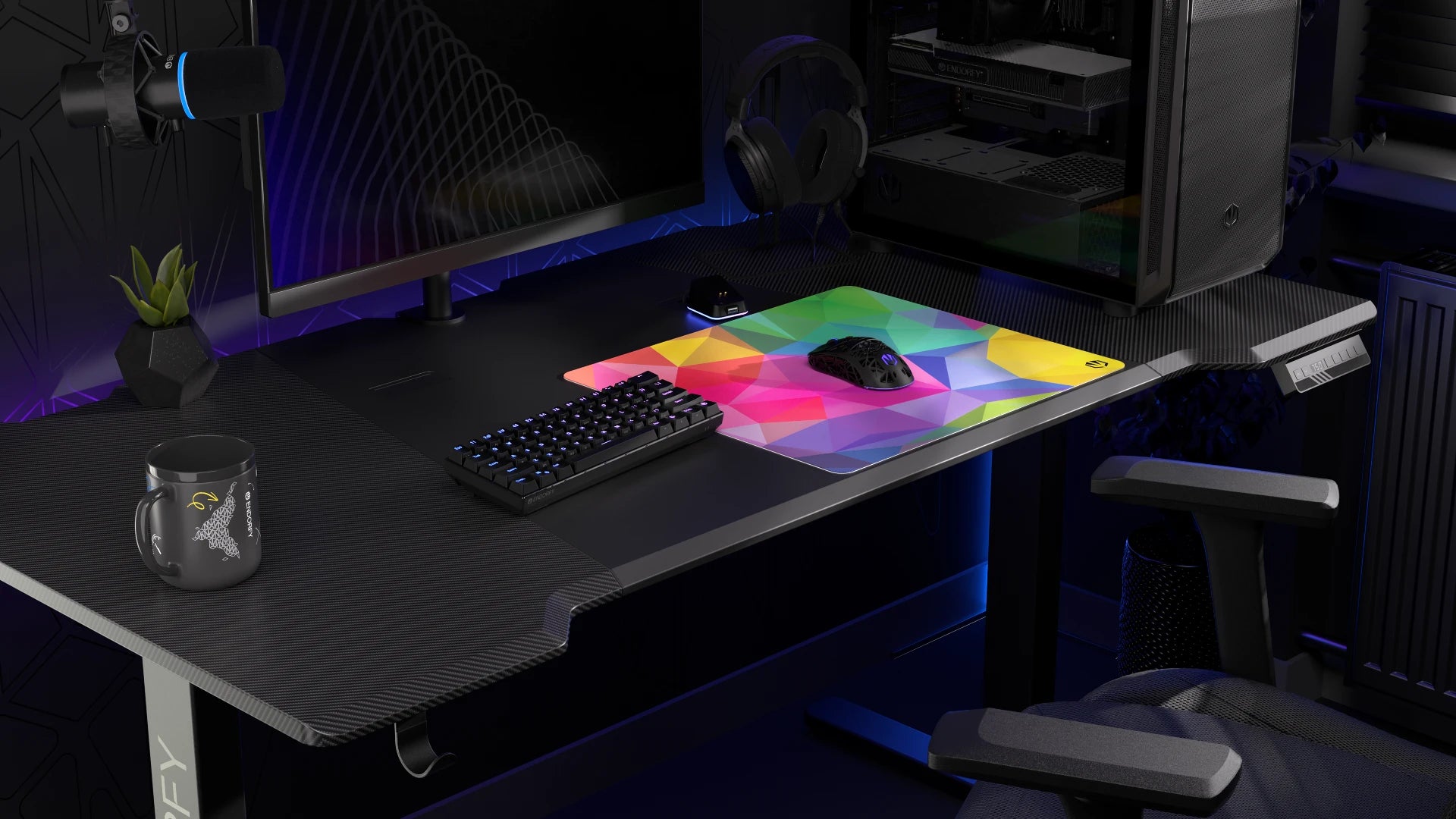 Podkładka na biurko ENDORFY Crystal Spectrum L z kolorowym wzorem kryształu, rozmiar 450×400 mm 