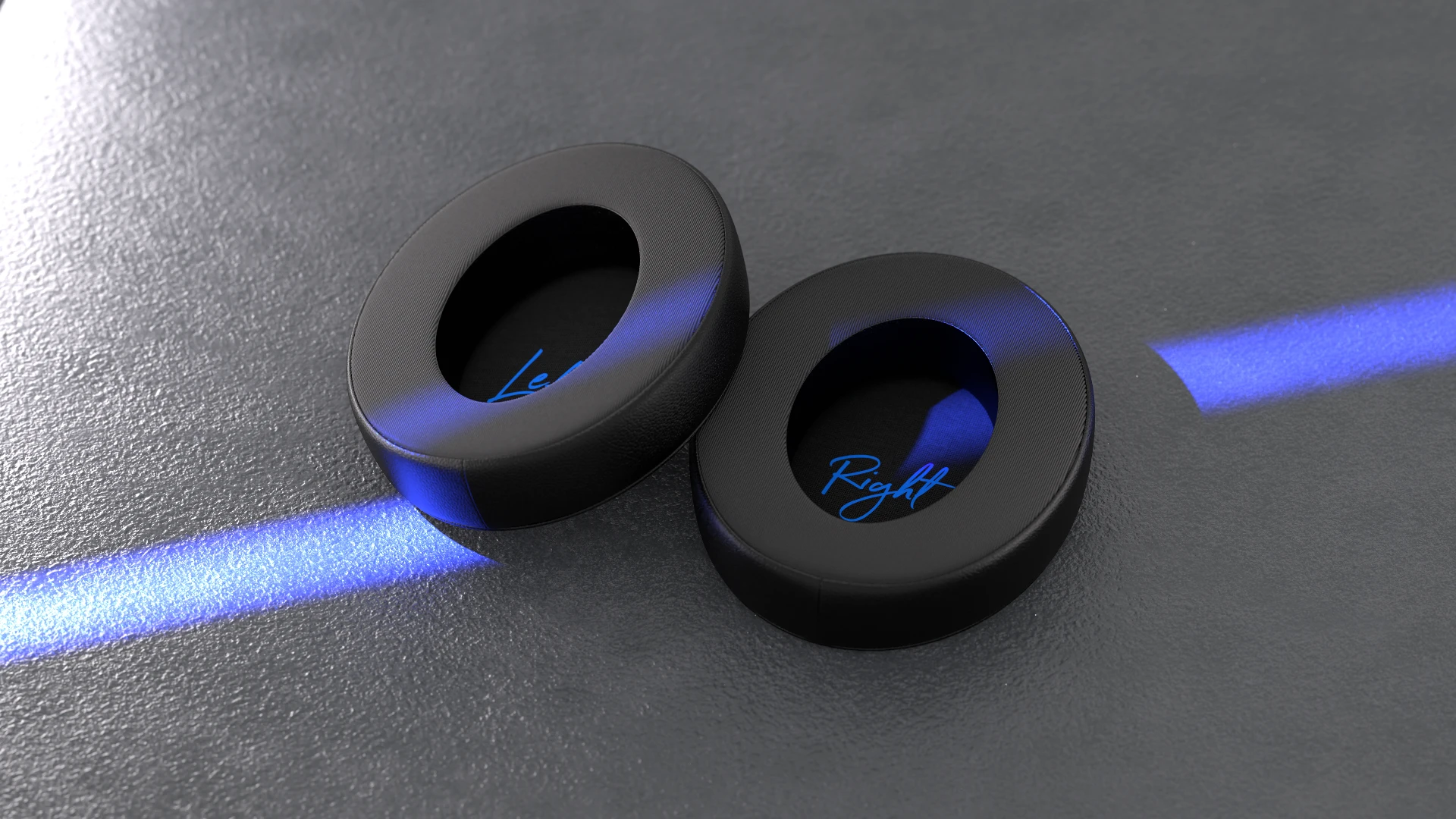 Nausznice Earpads Cool Hybrid z niebieskimi oznaczeniami LEFT i RIGHT – elegancki design i łatwa identyfikacja stron