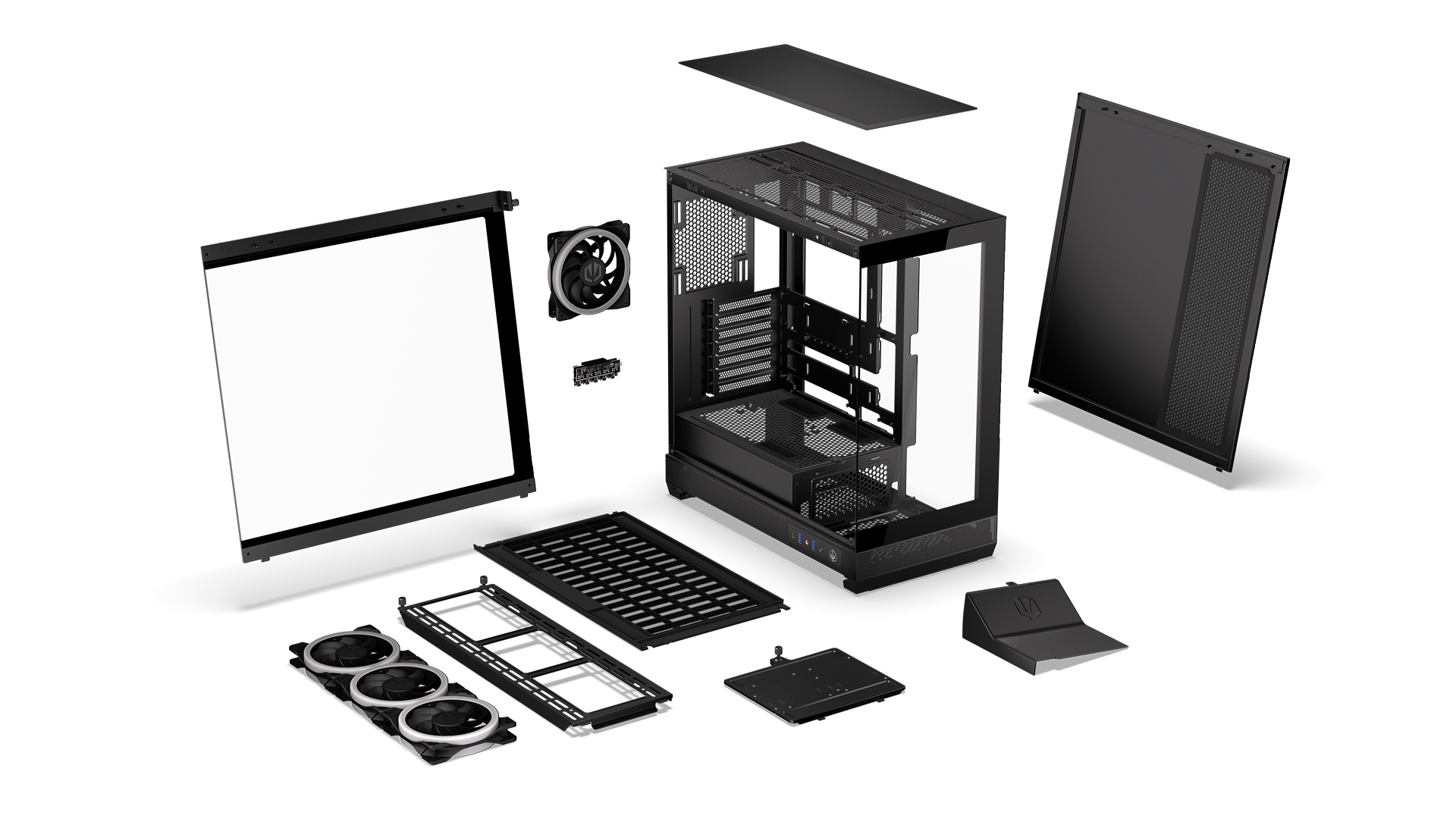 ENDORFY Fishtank 6000 Corona EY2A025-PC Case Explode View Black Disassembled Components
