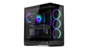 ENDORFY Fishtank 6000 Corona EY2A025-PC Case Front Left View Glass Side Front Panel Visible Illuminated Fans ARGB Logo Inscription ENDORFY Components