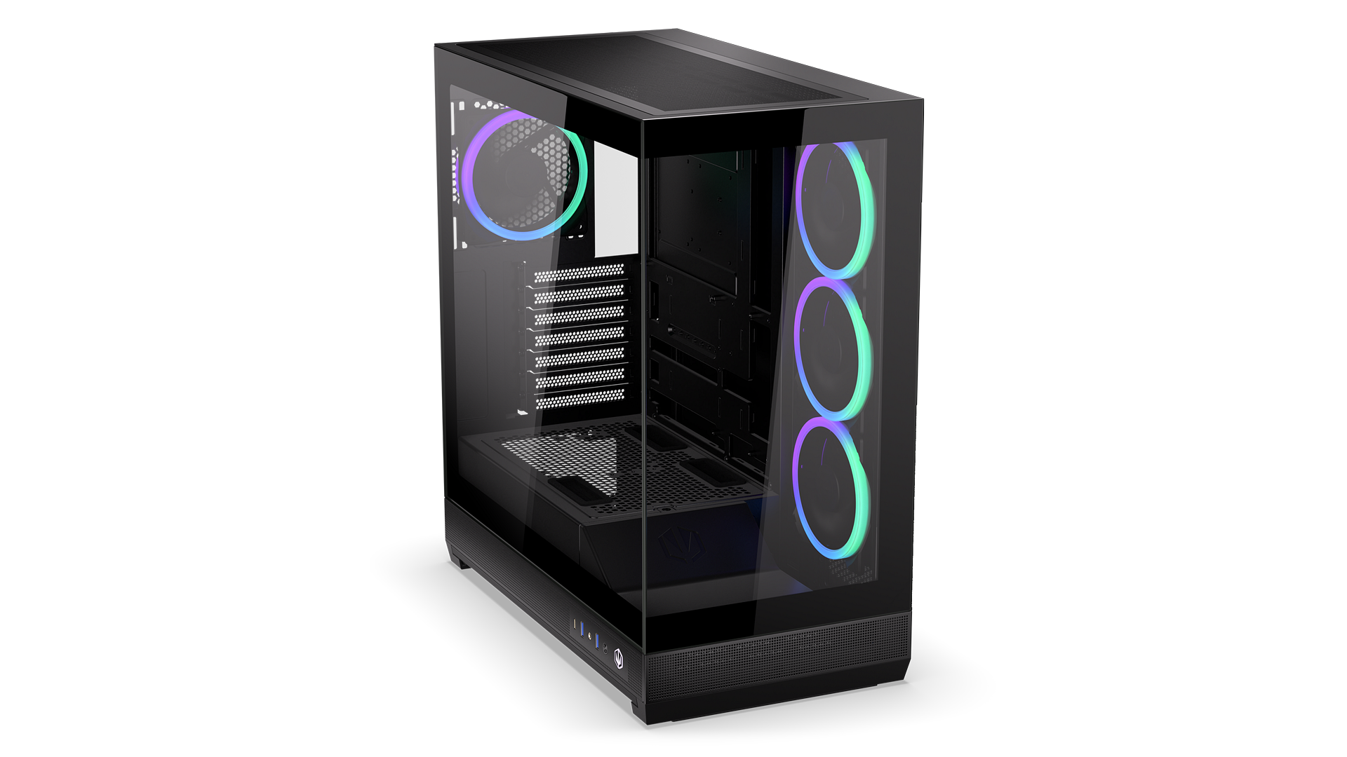 ENDORFY Fishtank 6000 Corona EY2A025-PC Case Top Front Left View Glass Panel Fans ARGB