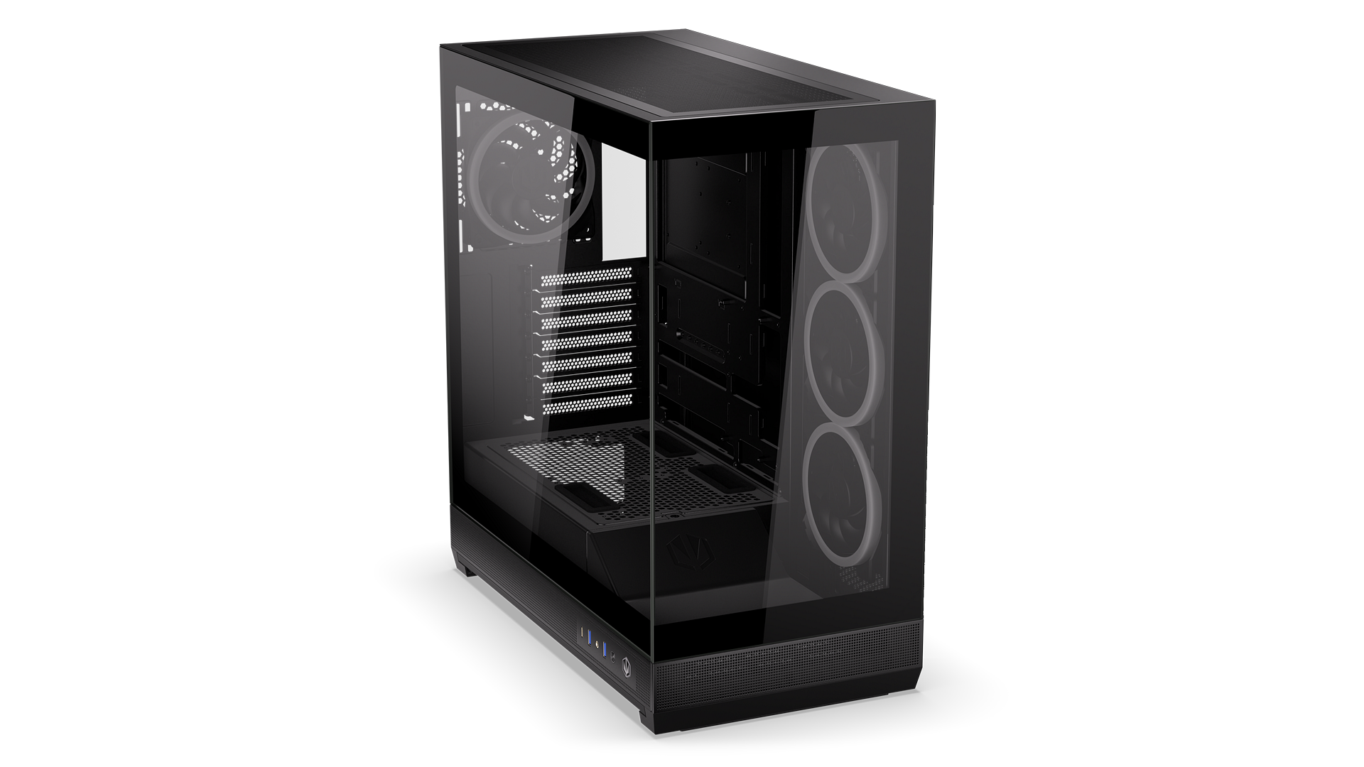ENDORFY-Fishtank-6000-Corona-EY2A025-PC Case Top Front Left View Glass Panel Fans