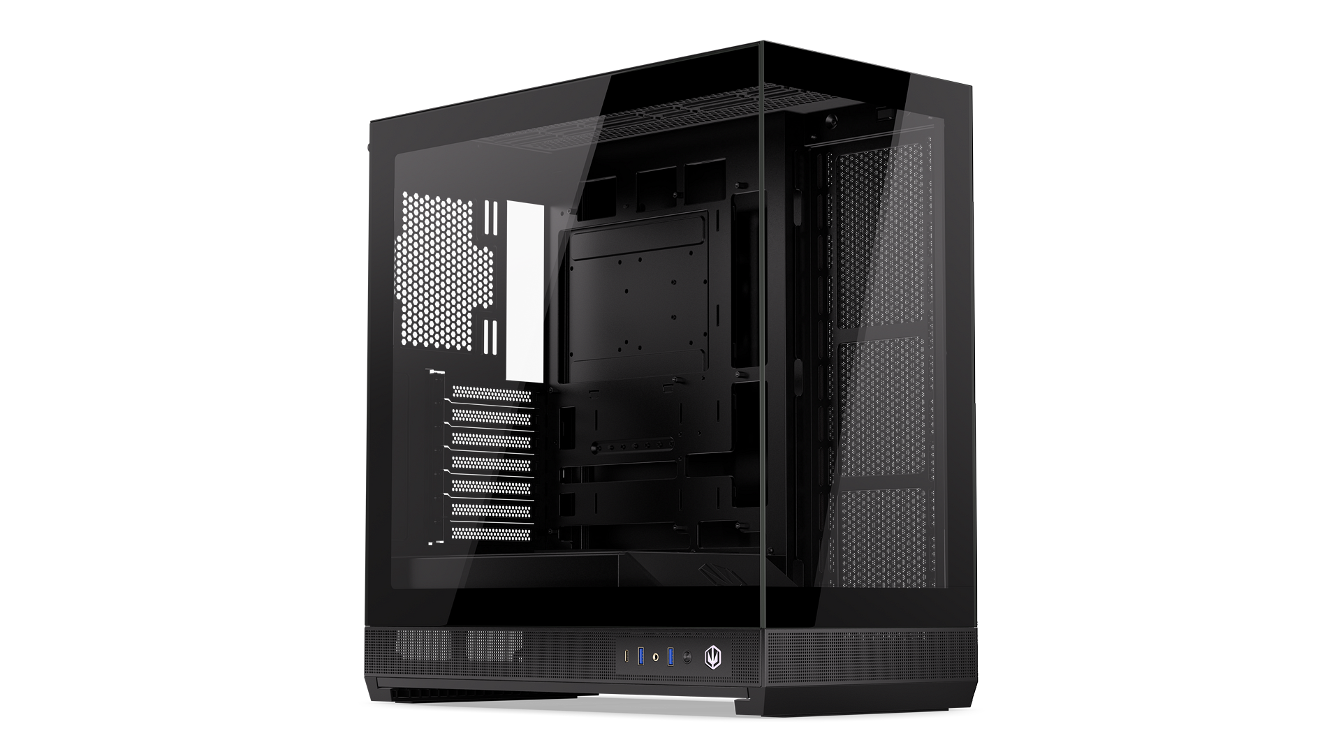 ENDORFY Fishtank 6000 Flex EY2A026-PC Case Front Left View Side IO Panel Empty Interior
