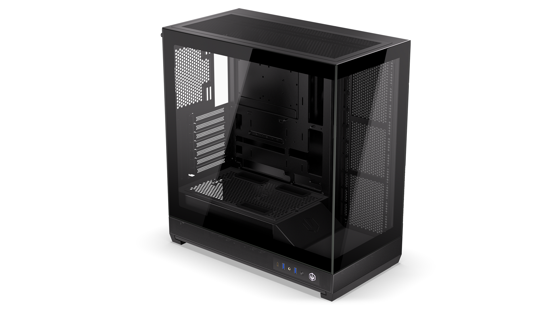 ENDORFY Fishtank 6000 Flex EY2A026-PC Case Front Top Left View Side IO Panel Empty Interior