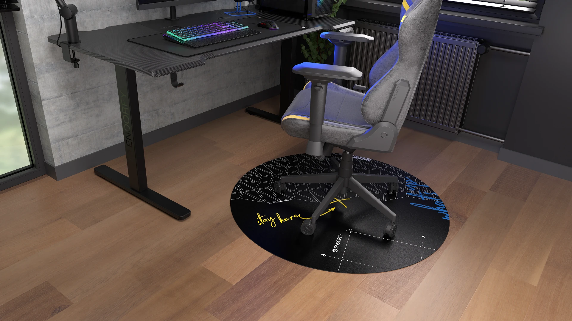 Wyciszająca mata Floor Pad FP110C tłumiąca odgłosy kółek fotela gamingowego na podłodze 