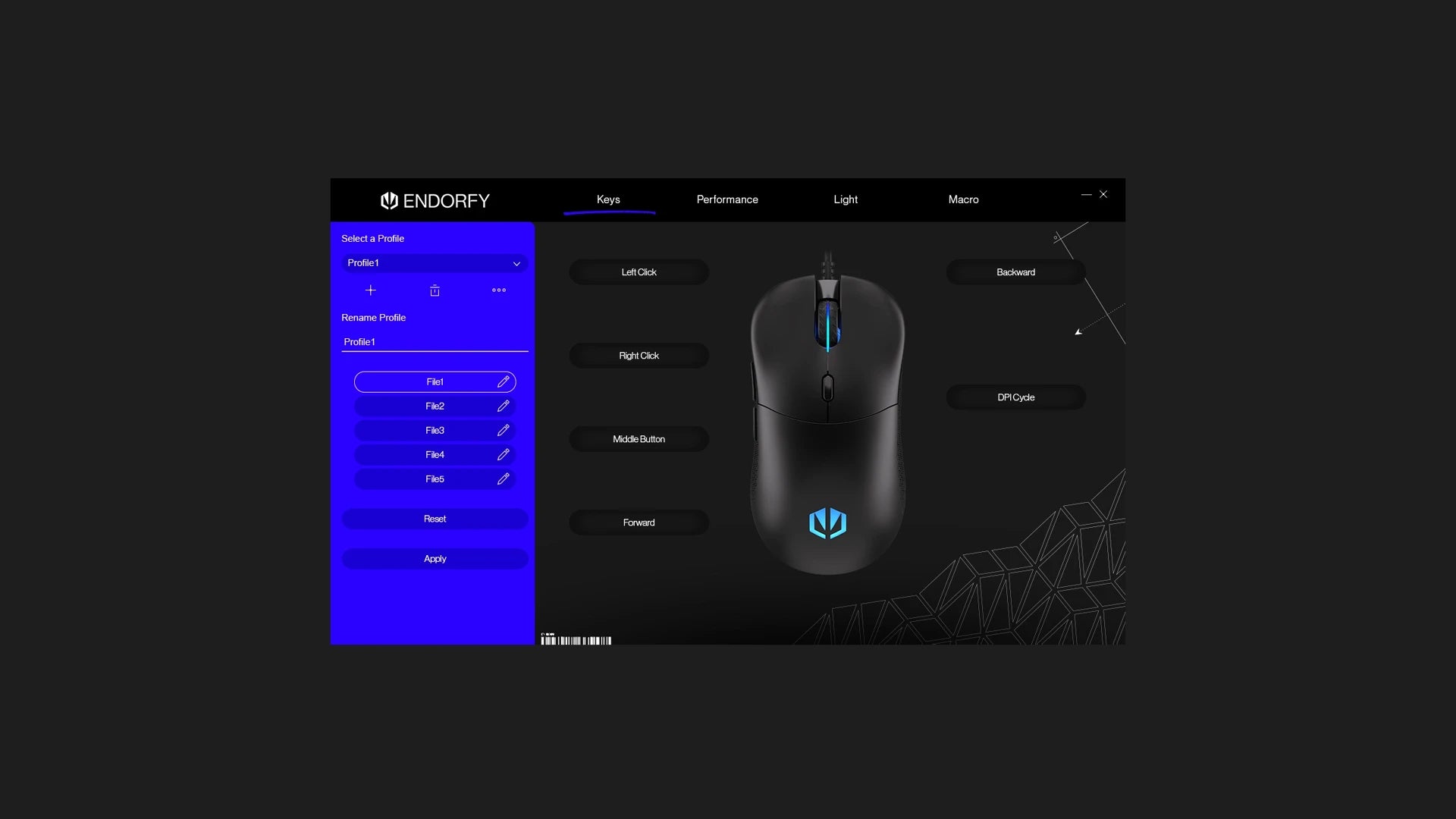 Screen ekranu z dedykowanym oprogramowaniem myszki GEM Plus 