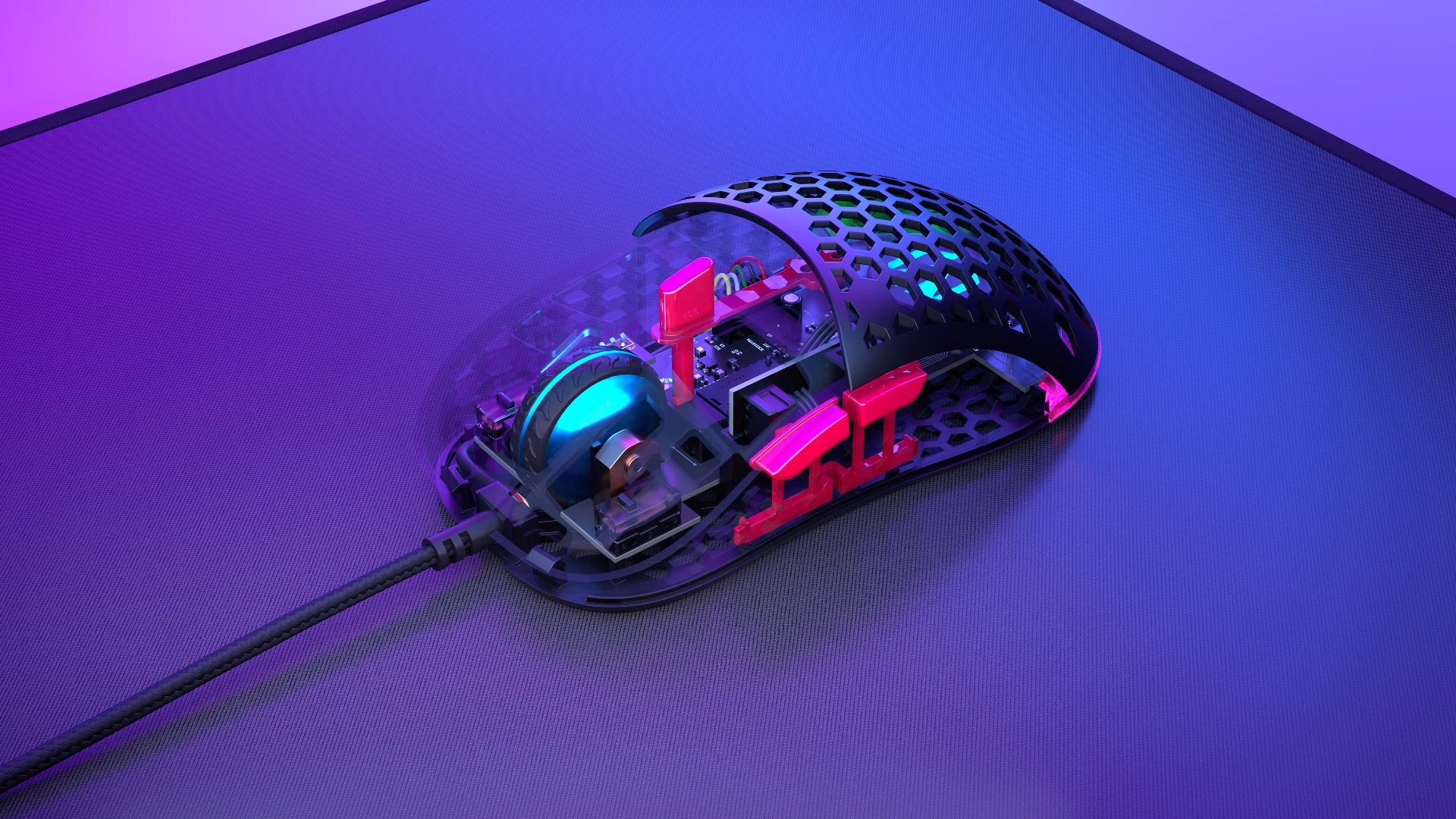 ENDORFY Lix Plus EY6A001-Mouse Front Right View Black Red Housing Interior