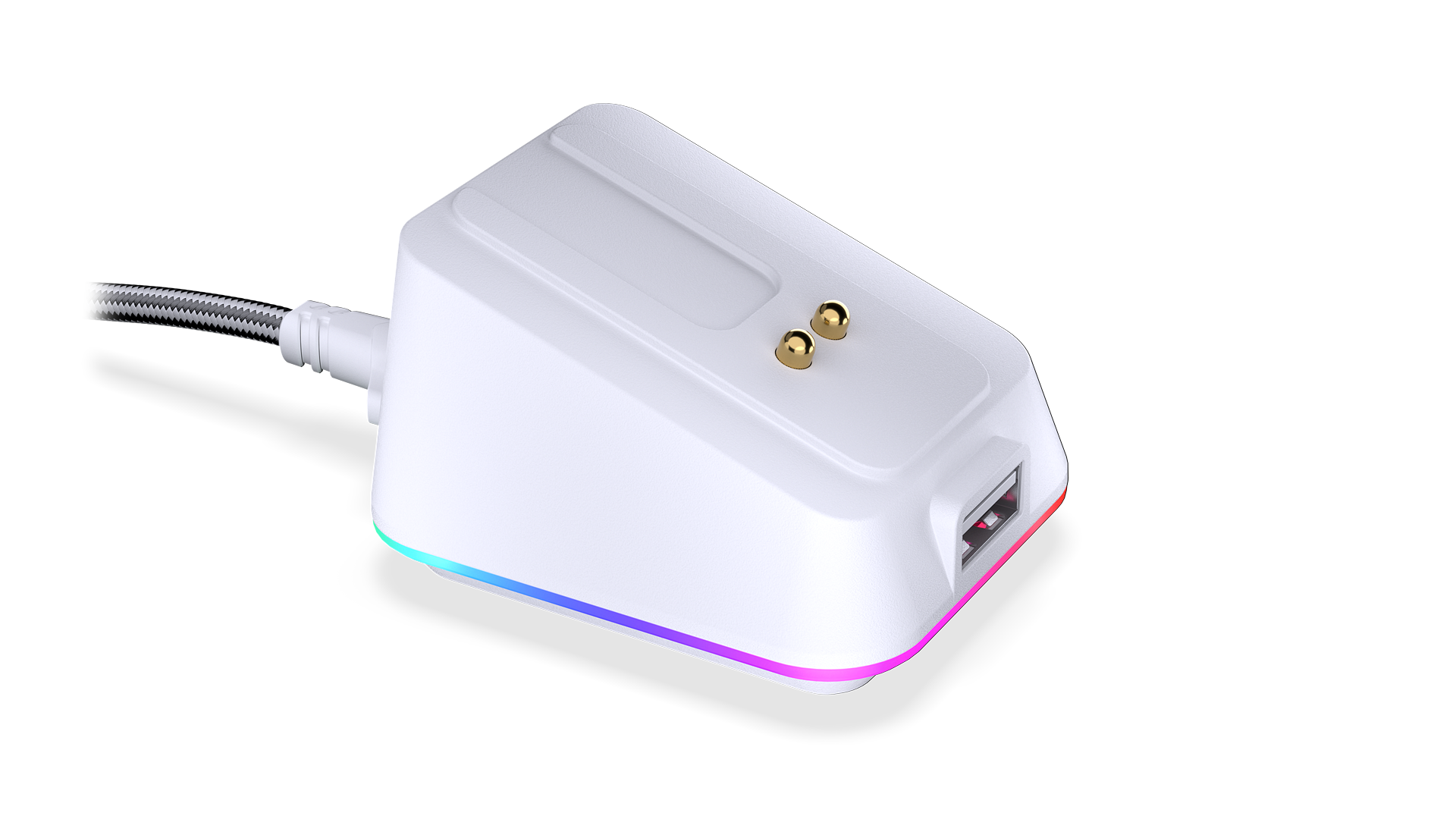 Mouse Dock Onyx White EY0F002-Mouse Dock Left View White USB