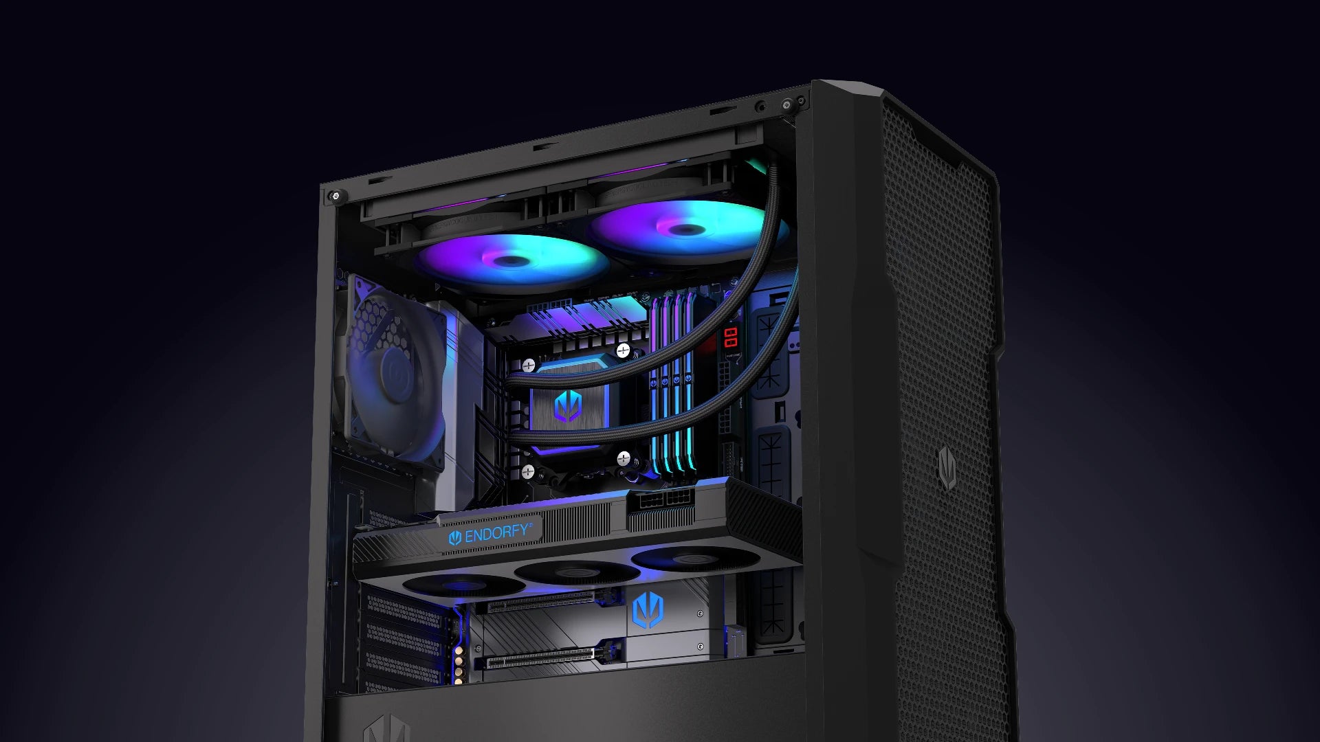 Zamontowany w komputerze ENDORFY Navis F280 ARGB z preinstalowanymi wentylatorami Fluctus 140 PWM ARGB