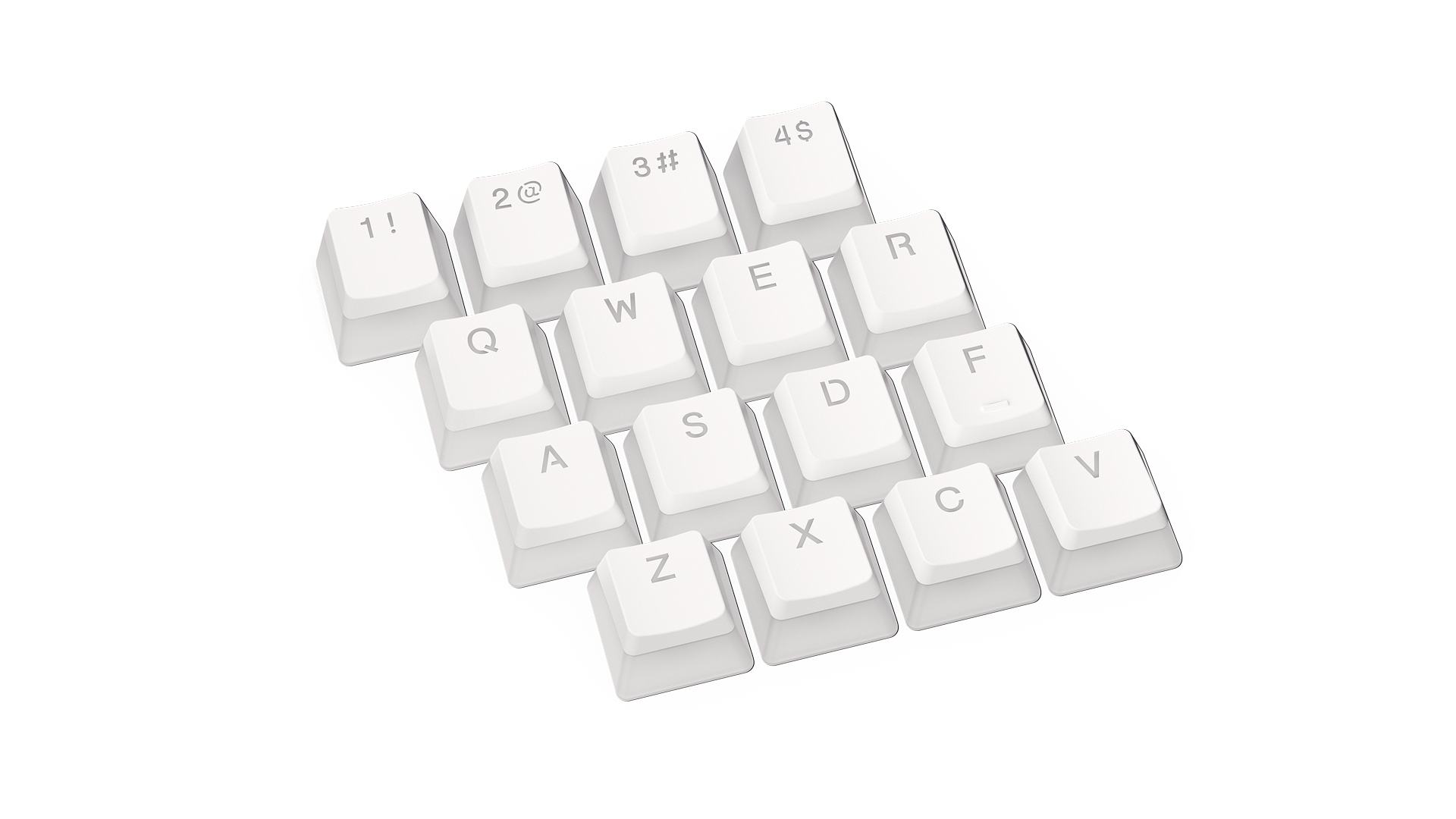 ENDORFY PBT Pudding Onyx White EY0E003-Keycaps Top Front View White Keys Letters Numbers