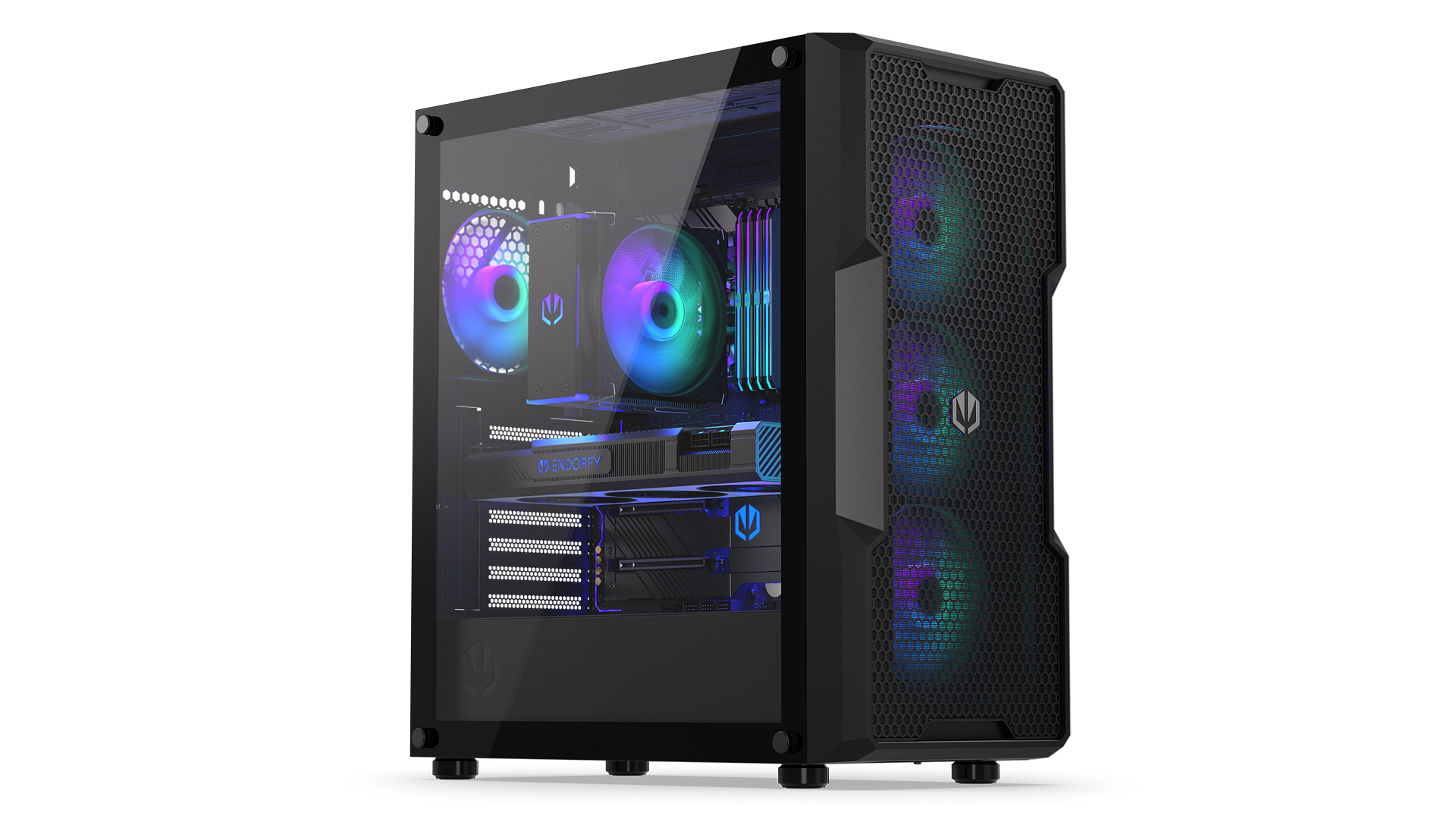 ENDORFY Regnum 400 ARGB EY2A009-PC Case Left View Panel Inside Components Logo Inscription ENDORFY ARGB