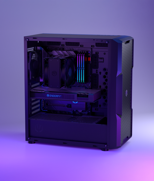 ENDORFY Regnum 400 Air EY2A008-PC Case Front Left View Open Panels Pre Installed Fans Dust Filters