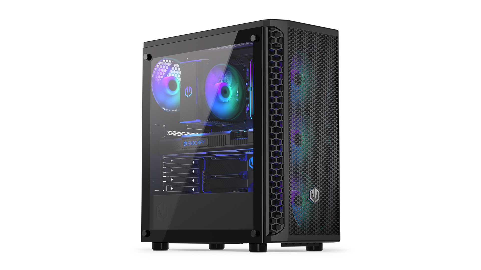 ENDORFY Signum 300 ARGB EY2A006-PC Case Left View Panel Inside Components Logo Inscription ENDORFY ARGB