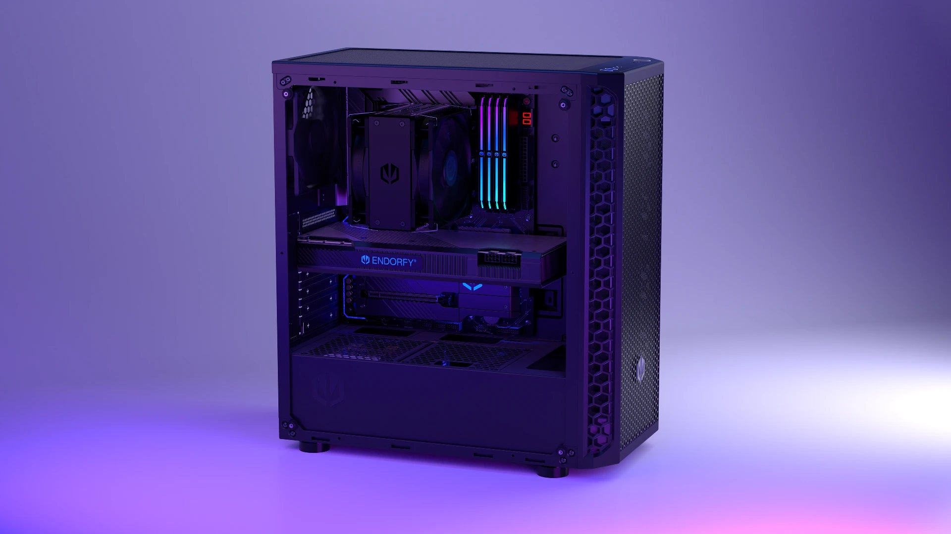 Wnętrze obudowy ENDORFY Signum 300 Core ze zdjętym panelem bocznym