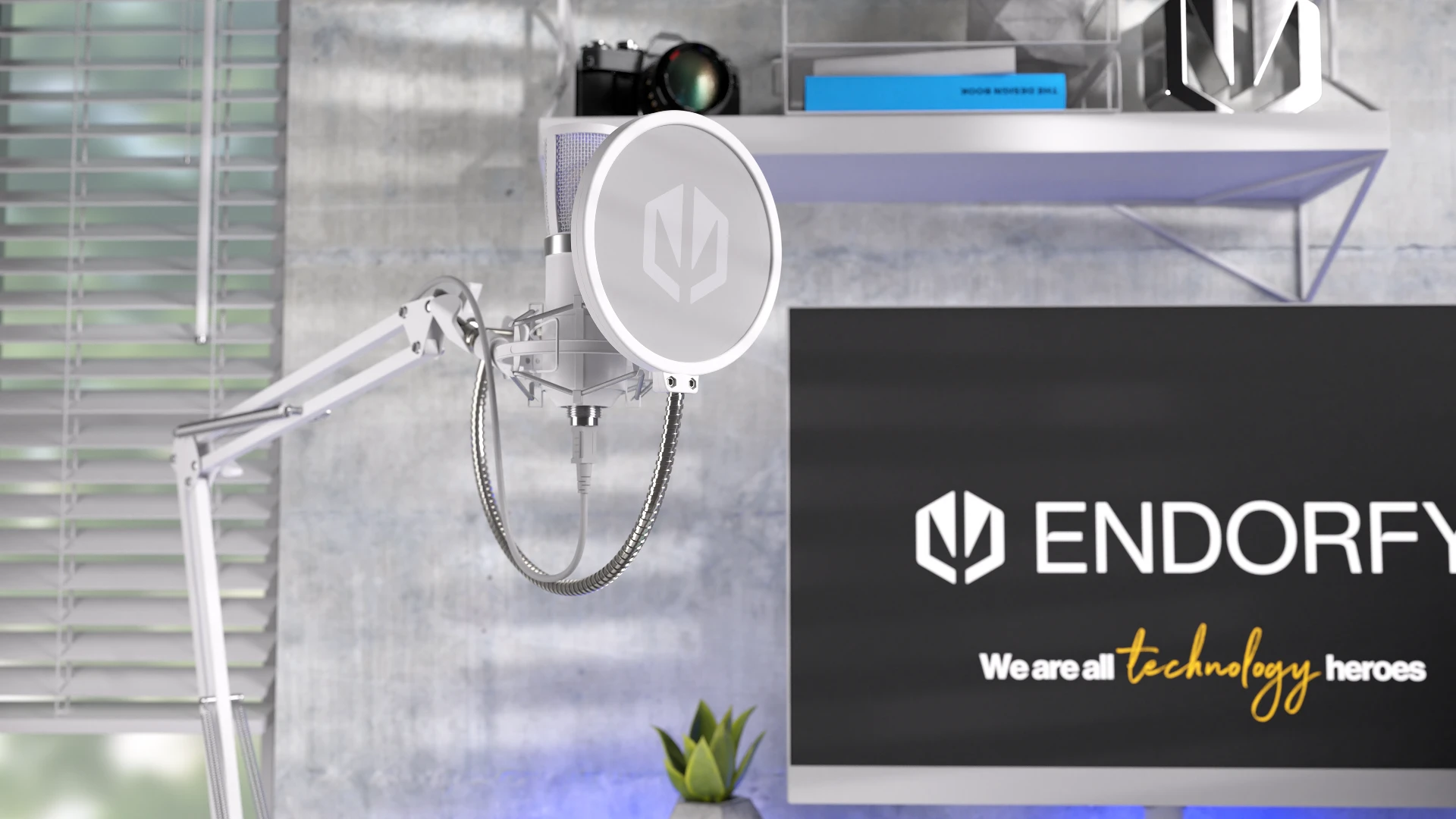Zbliżenie na membranę i metalową siatkę mikrofonu Solum Streaming Onyx White 