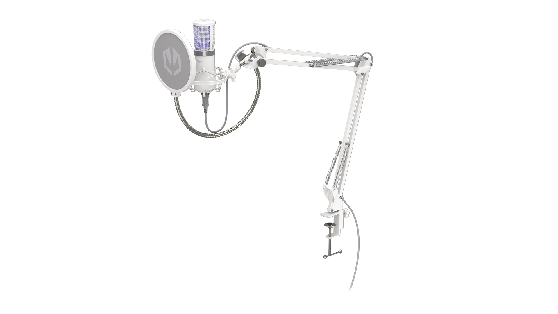 ENDORFY-Solum-Streaming-Onyx-White-EY1B005-Microphone Right View Microphone Arm Cable Membrane Metal Mesh