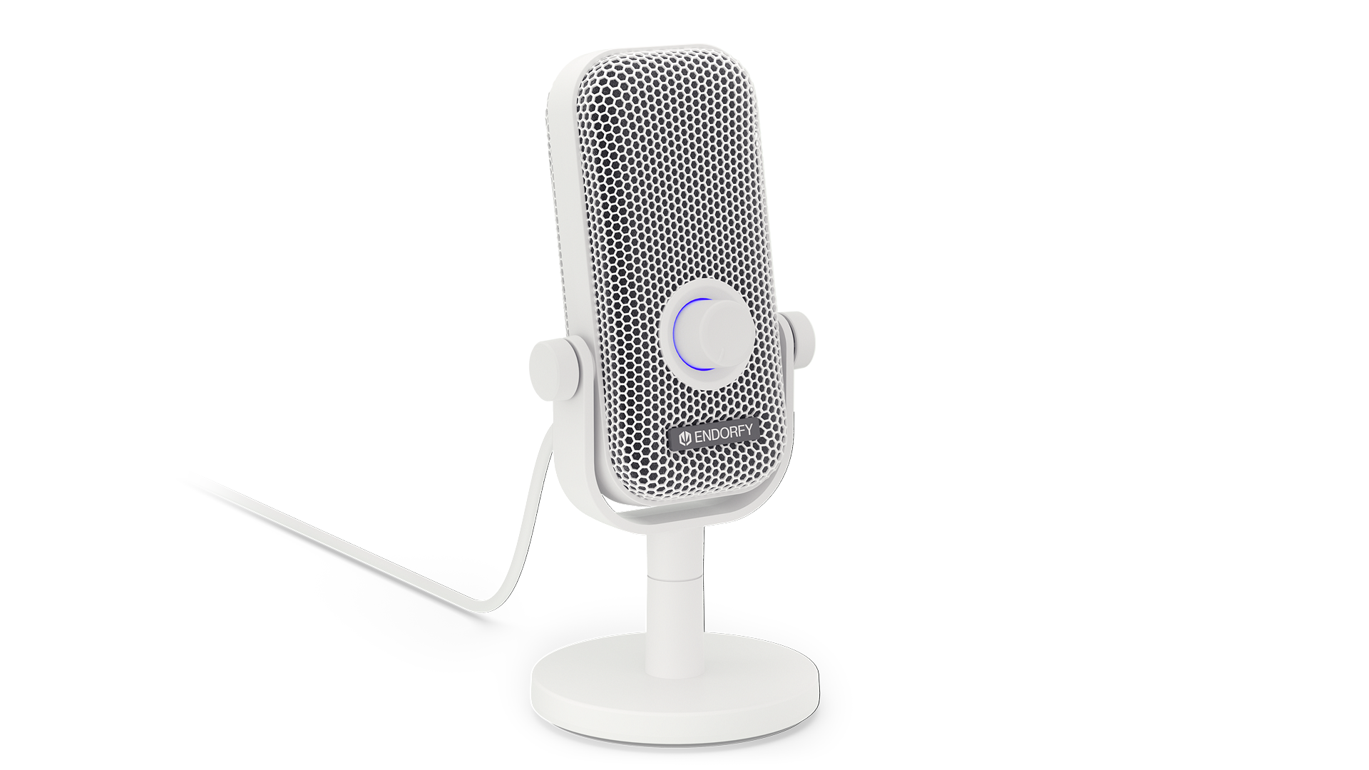 ENDORFY Solum Voice S Onyx White EY1B015-Microphone Front Left View Adjustment Knob Gain