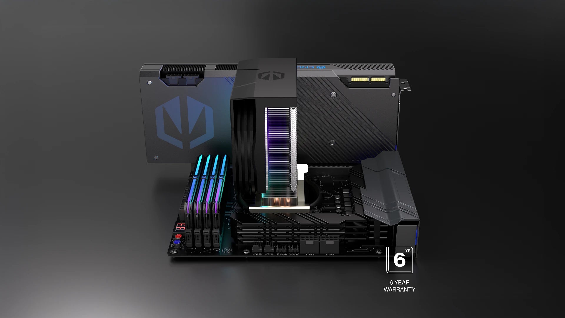 Radiator ENDORFY Spartan 5 MAX ARGB z ikoną symbolizującą 6 lat gwarancji 
