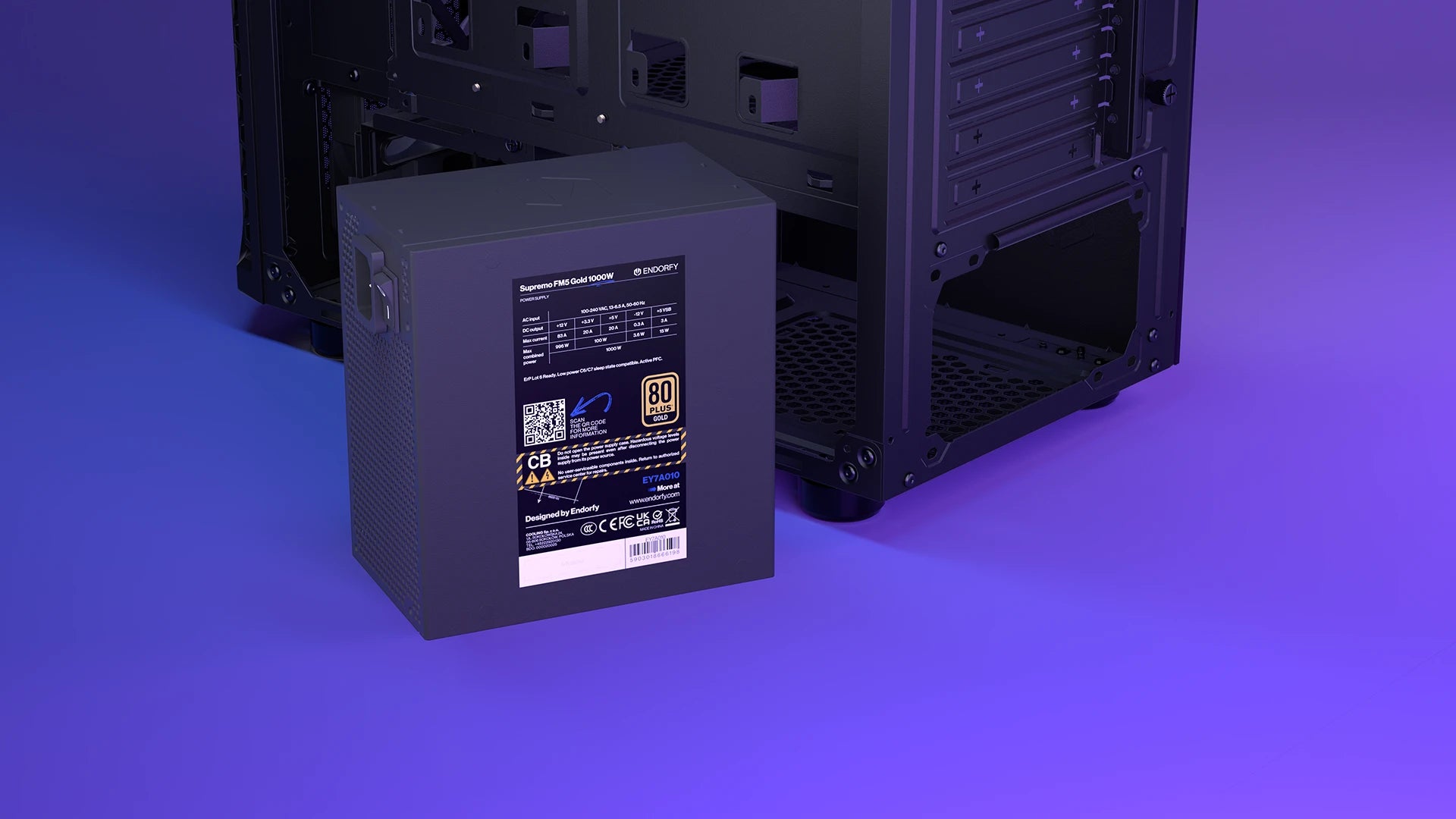 ENDORFY Supremo FM5 Gold 1000 W EY7A010 features 03 PSU Installed PC Case Back View