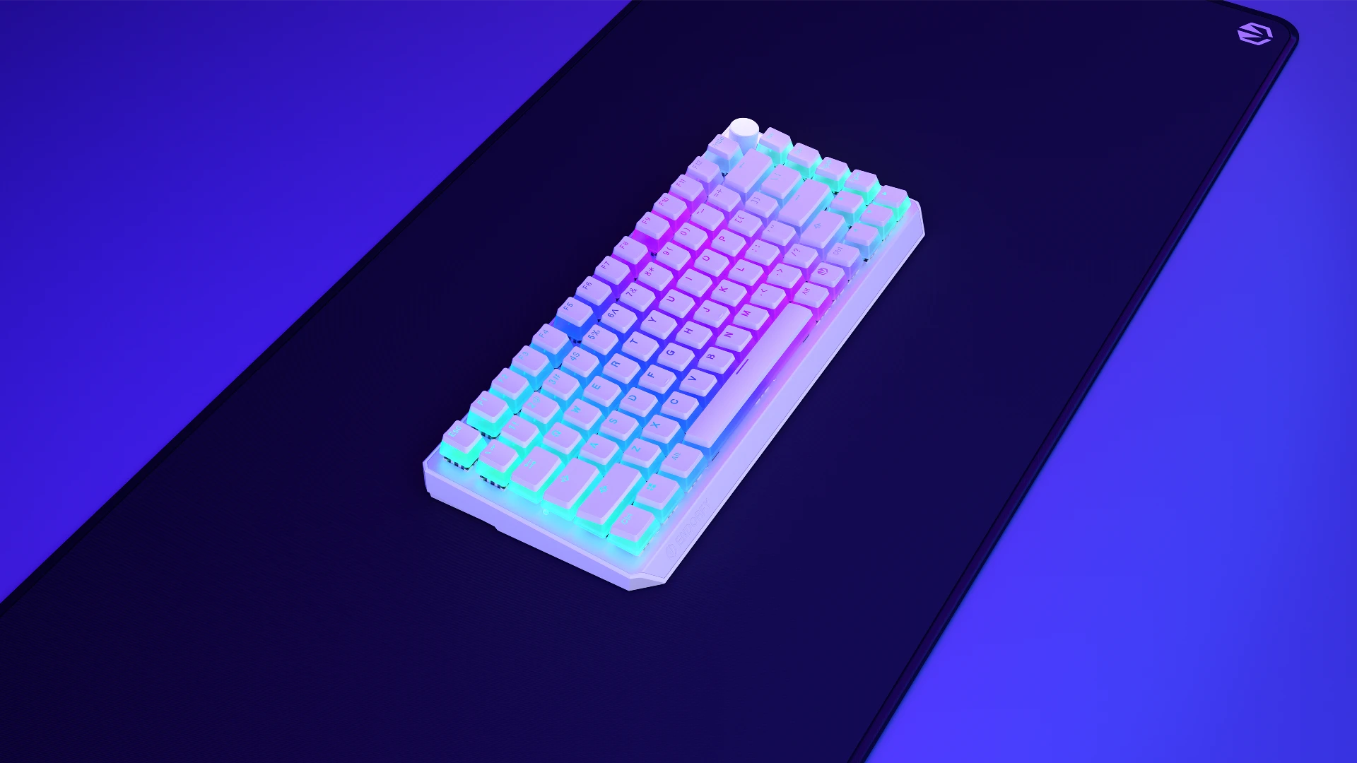 ENDORFY Thock 75% Wireless Pudding Onyx White Red EY5A118 features 03 Keyboard Overview On Black Pad