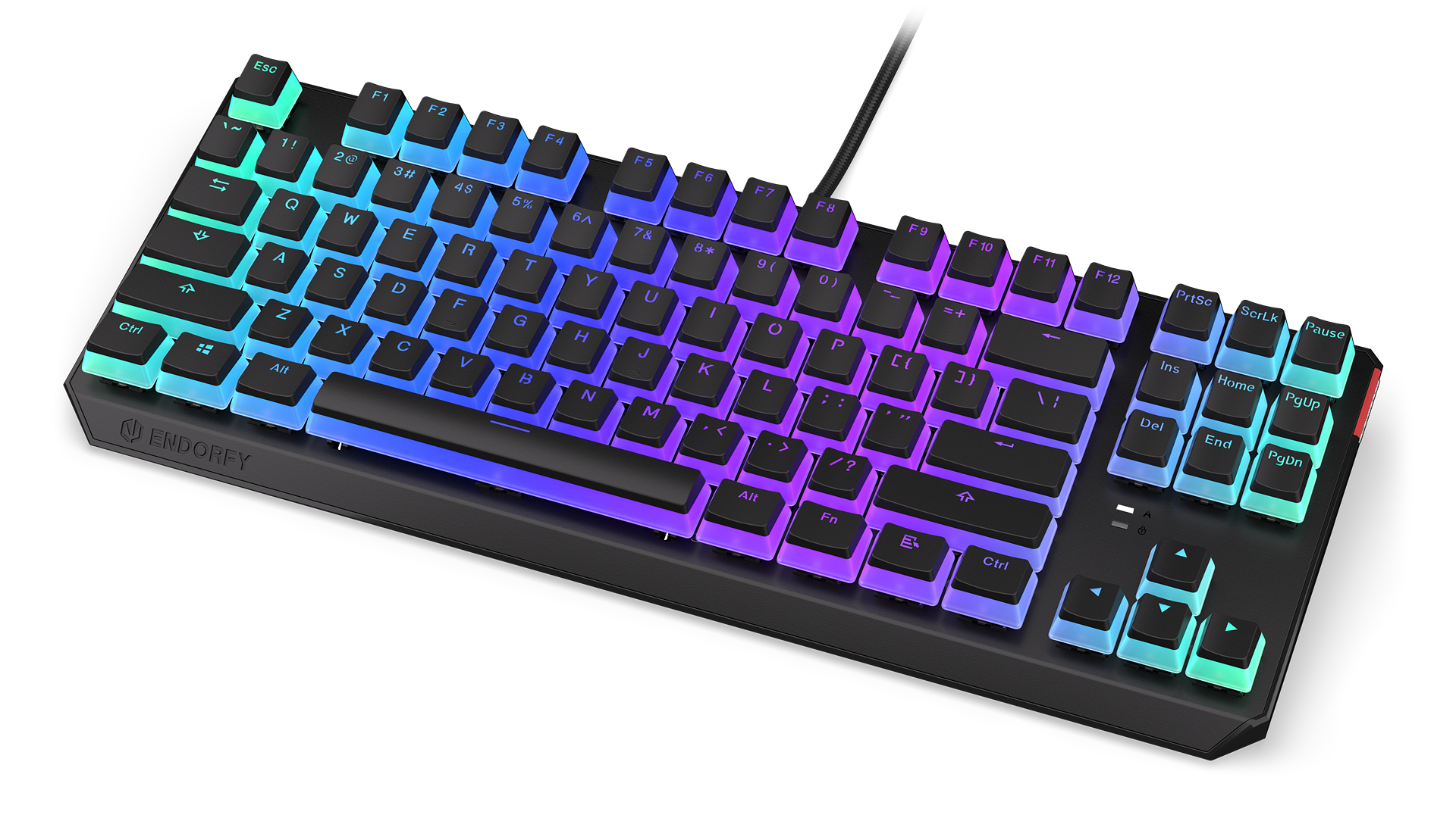 ENDORFY Thock TKL Pudding Blue EY5A004-Keyboards Front Right View Buttons Black ARGB