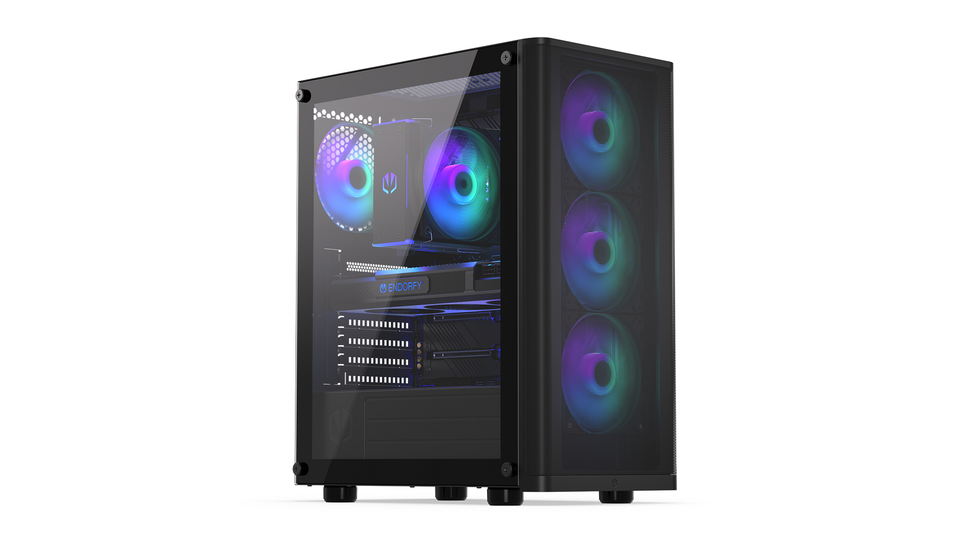 ENDORFY Ventum 200 ARGB EY2A014-PC Case Left View Tempered Glass Side Panel ARGB Backlight