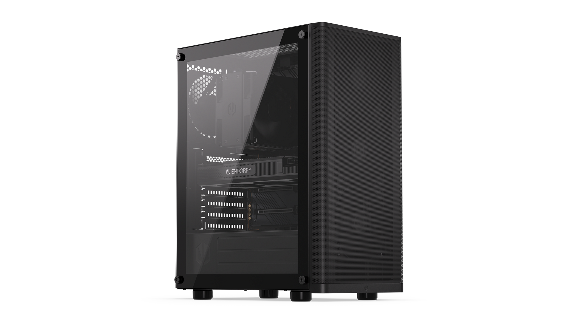 ENDORFY Ventum 200 Air EY2A002-PC Case Left View Glass Panel Inside Components Inscription ENDORFY