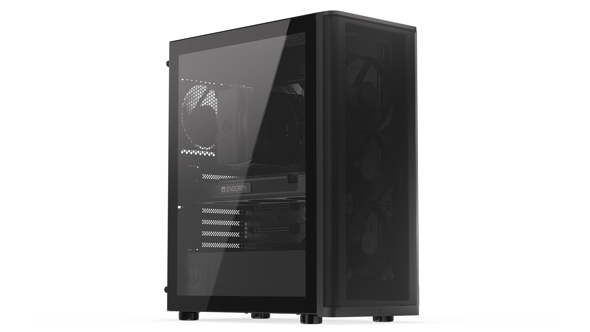 ENDORFY Ventum 400 Air EY2A024-PC Case Front Left View Glass Side Inscription ENDORFY Components