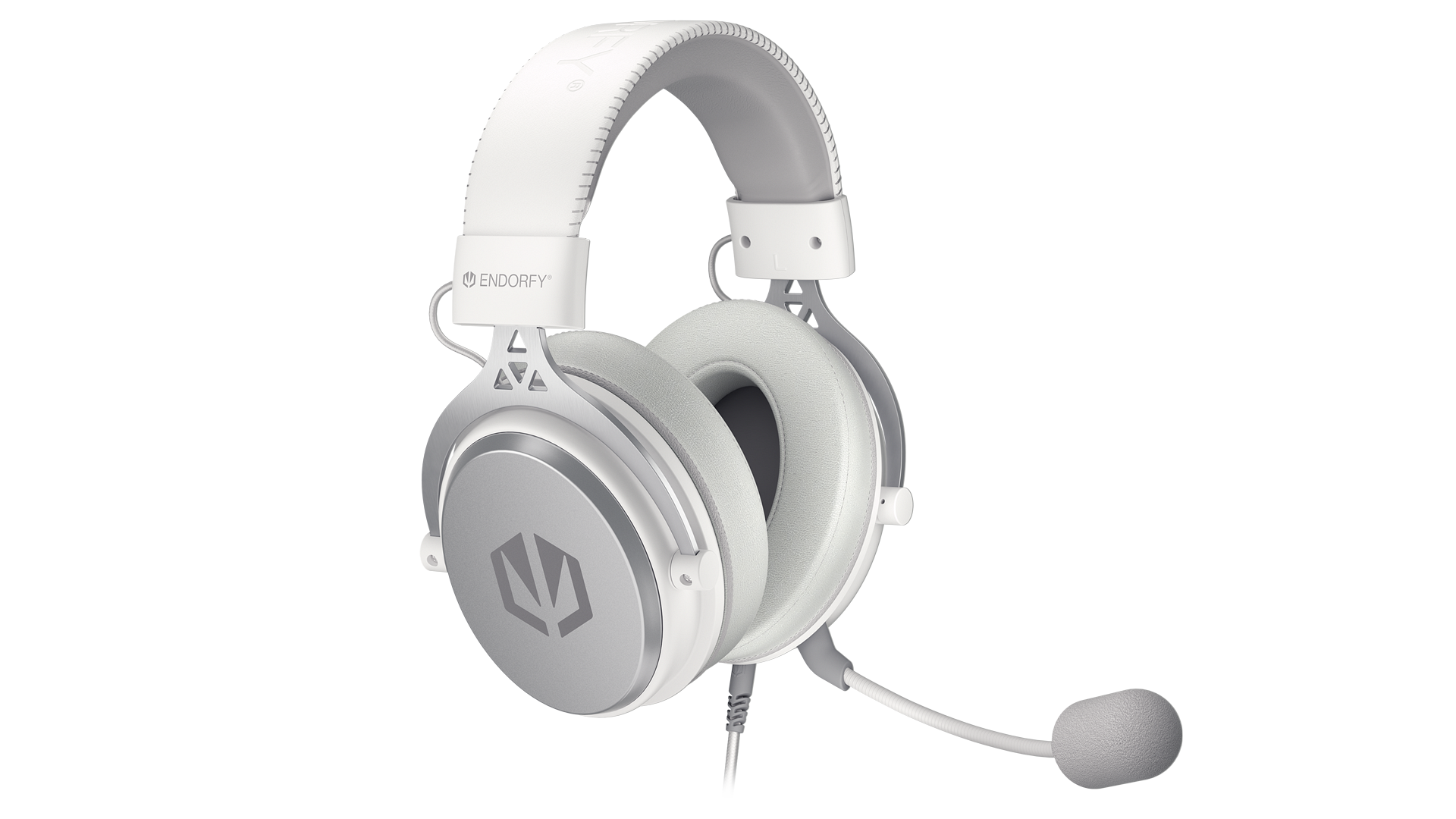ENDORFY Viro Plus USB Onyx White EY1A005 Headphones Left Side Angle View White