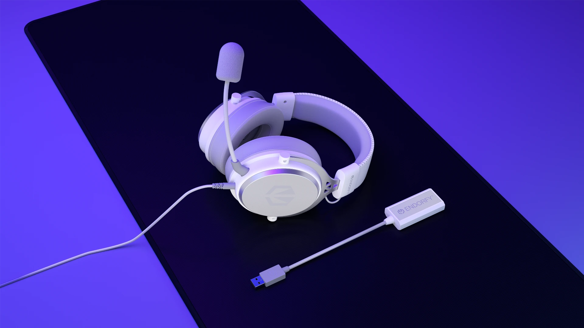 Zewnętrzna karta dźwiękowa USB 7.1 dołączona do słuchawek Viro Plus USB Onyx White z personalizacją audio 