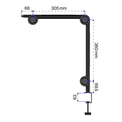 Solum 2 Boom Arm dimensions infographics